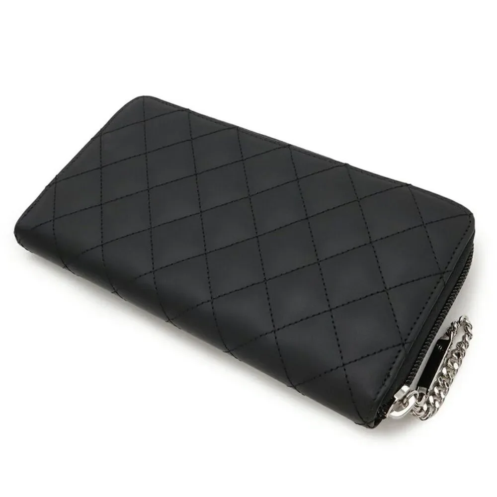 Chanel Cambon Line Zip Wallet Black Pink